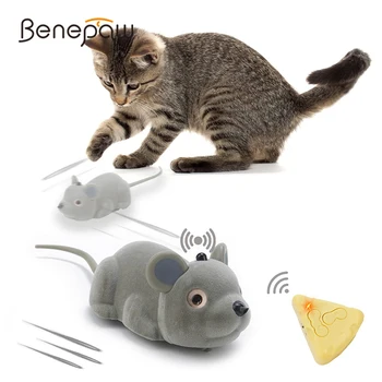 Benepaw חכם החתול צעצועים אינטראקטיביים שליטה מרחוק חשמלי עכבר USB נטענת הגיוני מכשולים לברוח לנוע חתלתול צעצועים